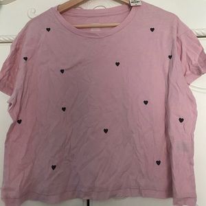 victoria secret pink pink tee with black hearts